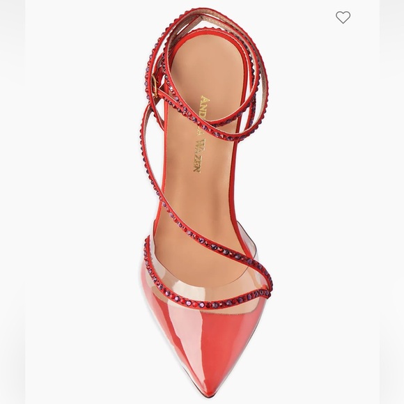 Brand new Andrea Wazen red crystal embellished stilettos - Picture 7 of 8